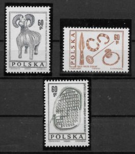 coleccion sellos arqueologia Polonia 1966