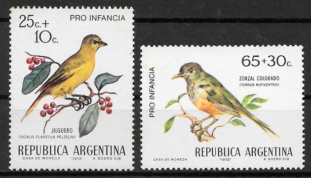 filatelia fauna Argentina 1972