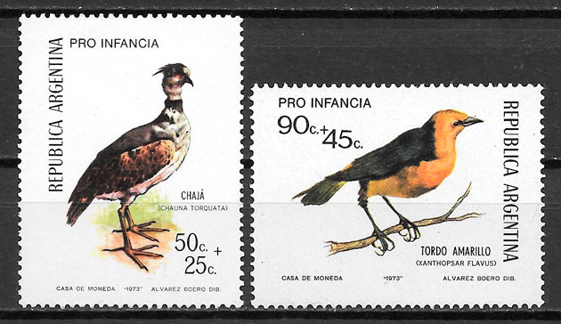 filatelia colección fauna Argentina 1973