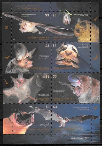colección selos fauna Argentina 2012