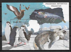 colección sellos fauna Brasil 1990