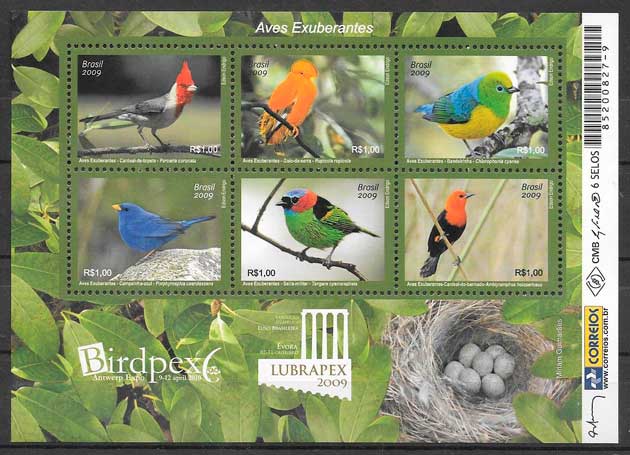 colección sellos fauna Brasil 2009