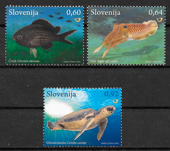 filatelia colección fauna Eslovenia 2013