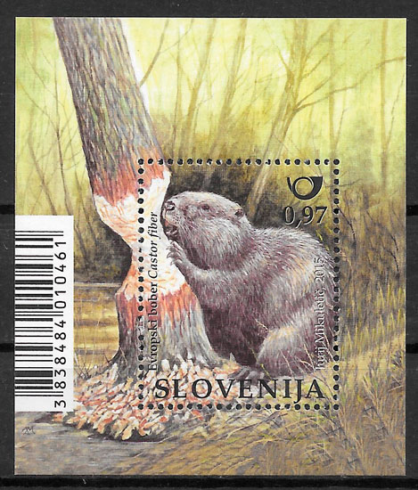 colección sellos fauna Eslovena 2015