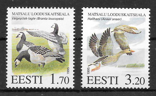 colección sellos fauna Estonia 1995
