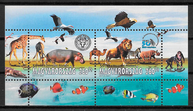 coleccion sellos fauna Hungria 2008