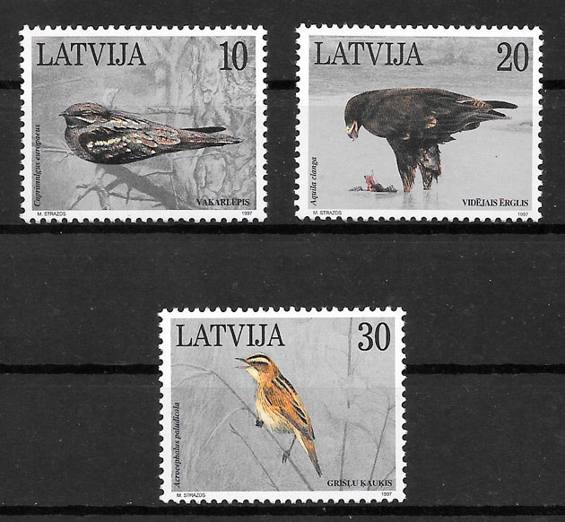 filatelia fauna Letonia 1997
