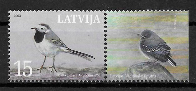 colección sellos Letonia Fauna