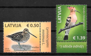 filatelia fauna Letonia 2014