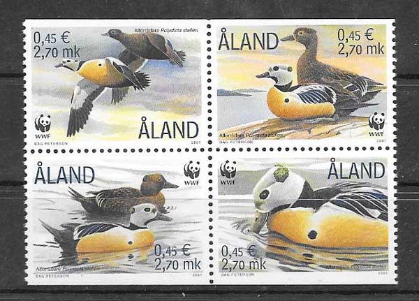 Colección sellos fauna protegida Aland 2001