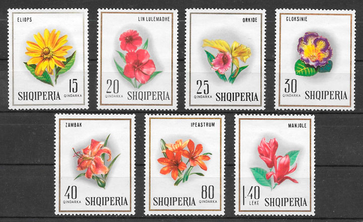 colección sellos flora Albania 1968