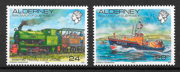 filatelia trenes Alderney 1993