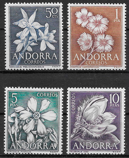 sellos flora Andorra Espanola 1966