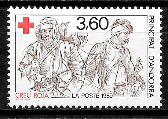 filatelia coleccion cruz roja Andorra Francesa 1989