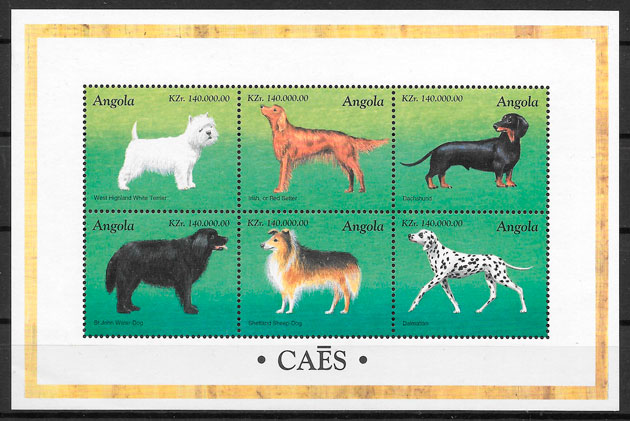 filatelia perros 1998 Angola