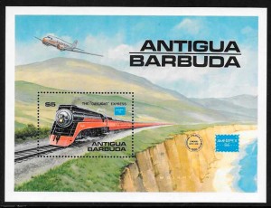sellos trenes Antigua 1986