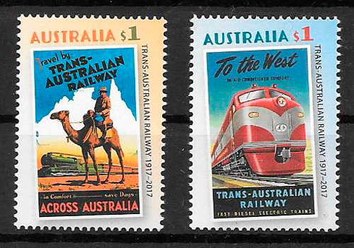 filatelia trenes Australia 2017