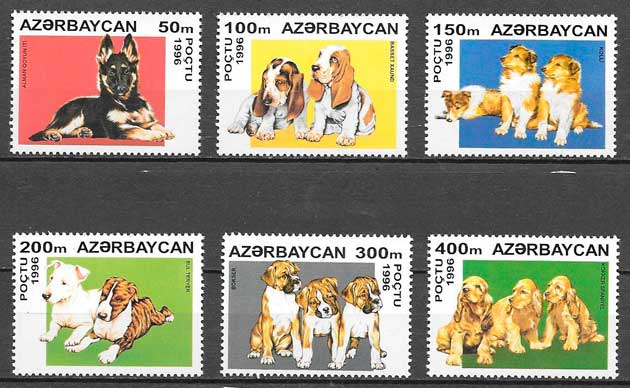 filatelia coleccion perros Azerbaiyan 1996