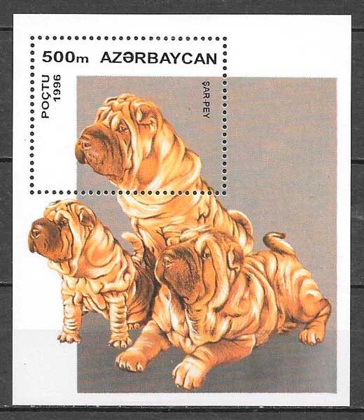 filatelia coleccion perros Azerbaiyan 1996