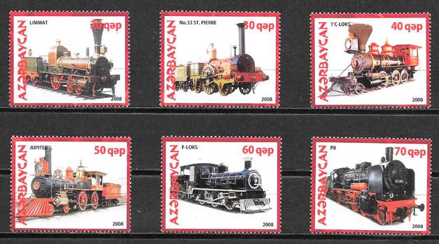 coleccion sellos trenes Azerbaiyan 2008