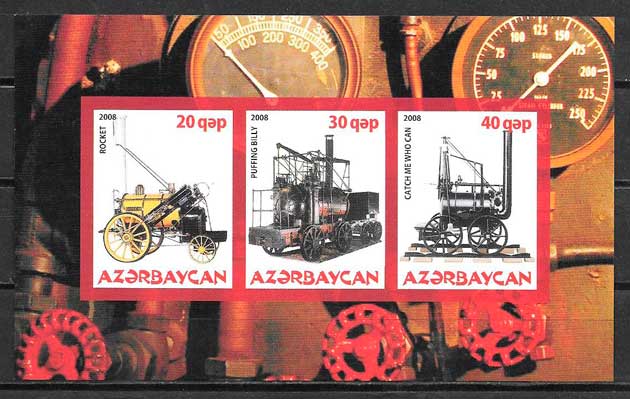 coleccion sellos trenes Azerbaiyan 2008