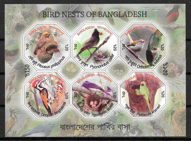 filatelia colección fauna Bangladesh 2012