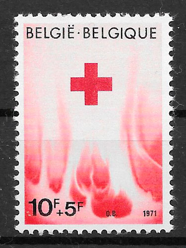 sellos cruz roja Belgica 1971