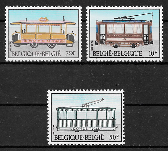 sellos trenes Belgica 1983