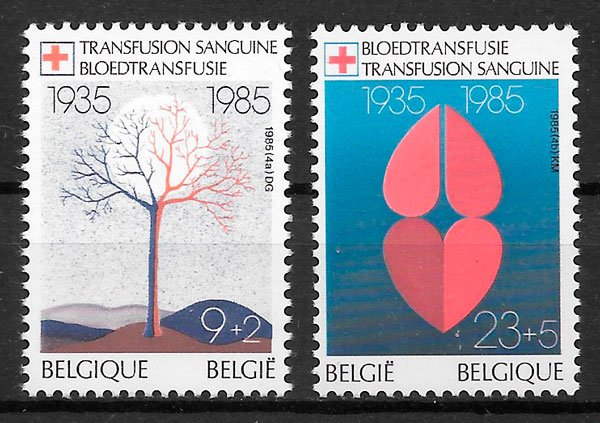 coleccion sellos cruz roja Belgica 1985