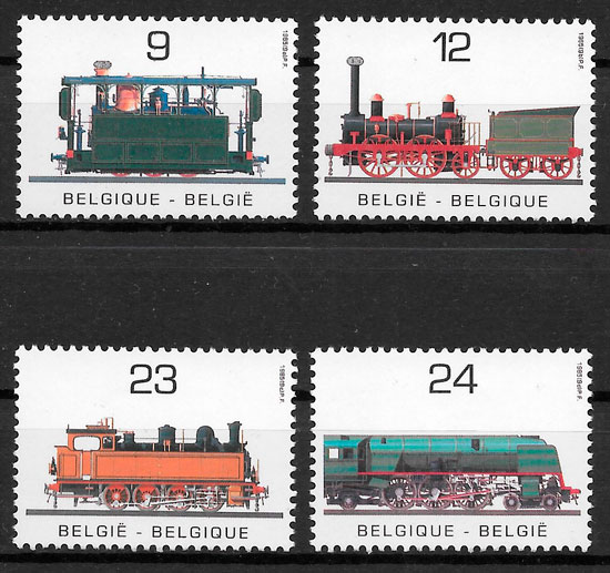 sellos trenes Belgica 1985