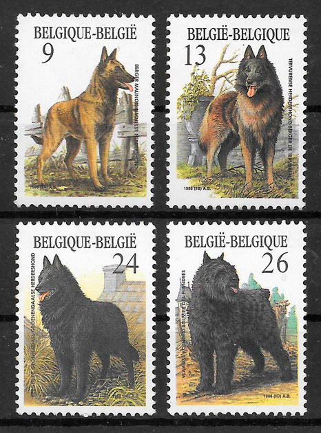 coleccion sellos perros Belgica 1986