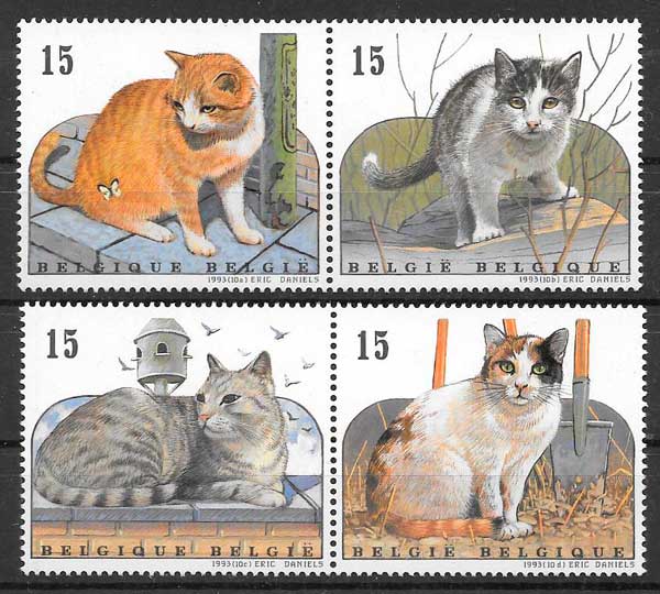 sellos gatos Belgica 1993