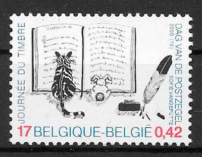 sellos gato Belgica 2000