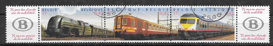 sellos trenes Belgica 2001