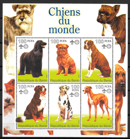 filatelia perros Benín 2002