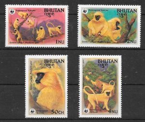 colección sellos fauna wwf Bhutan 1984