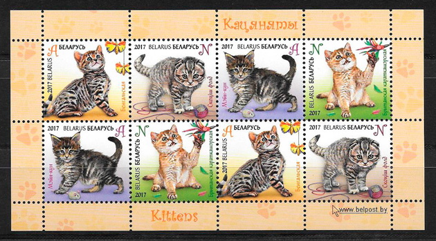 sellos gatos y perros Bielorrusia 2017