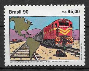 sellos trenes Brasil 1990