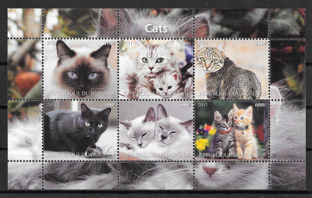 sellos gatos Burundi 2011