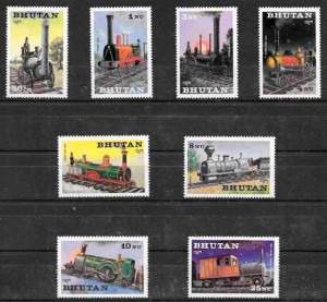 sellos trenes Bhutan 1984