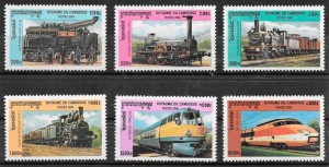 filatelia trenes Camboya 2000