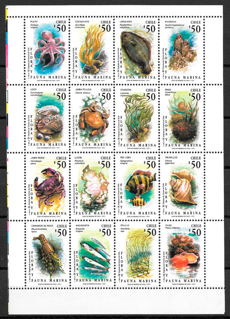 sellos fauna y flora de Chile 1991