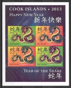 colección sellos año lunar Cook Island - Oceanía 2013