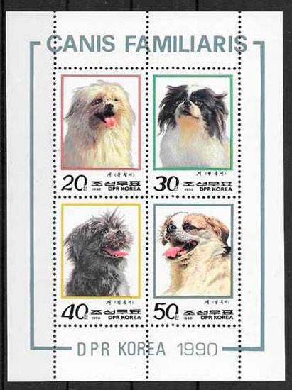 sellos perros Corea del Norte 1990