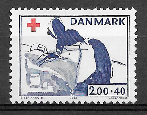 colección sellos cruz roja Dinamarca 1983