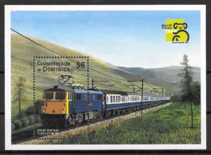 coleccion sellos trenes Dominica 1999