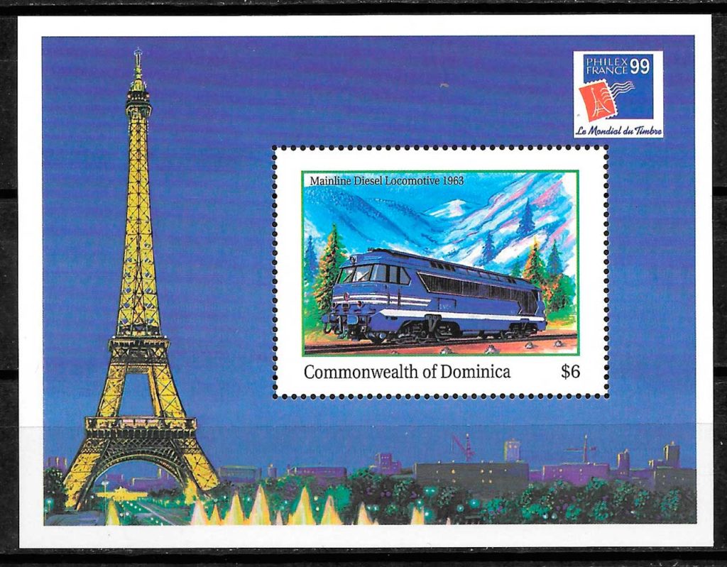 coleccion sellos trenes Dominica 1999