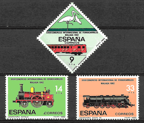 sellos Espana trenes 1982