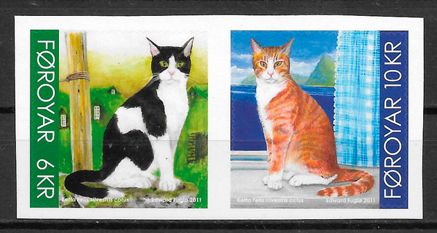 colección sellos gatos Feroe 2011