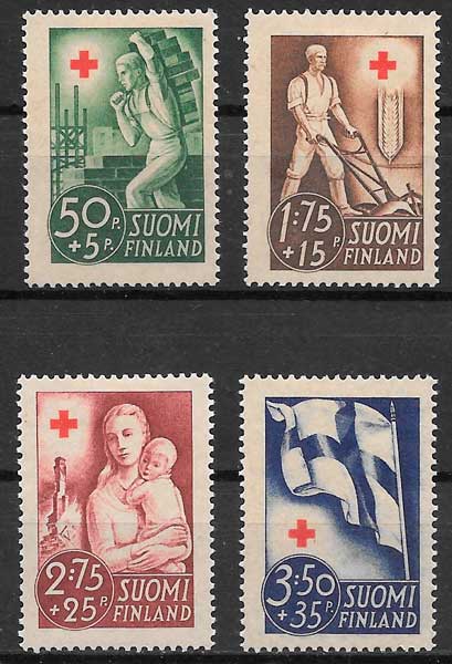 sellos coleccion  cruz roja Finlandia 1941